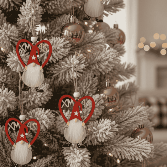 Appendini Gnomo di Natale con Cuore  Set 2 Pezzi SHY-W12874R/W