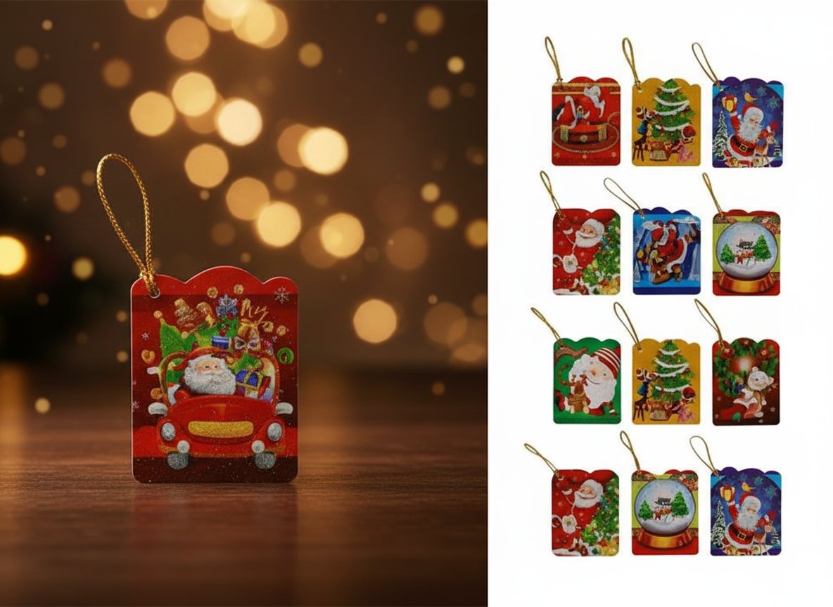 Biglietti Auguri Chiudipacco Natalizi Set 12 Pezzi Assortiti Decorazioni Natale