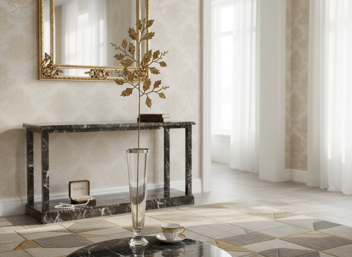Stelo Aghifoglia Oro 50 cm Ramo Decorativo Natalizio Elegante per Vasi