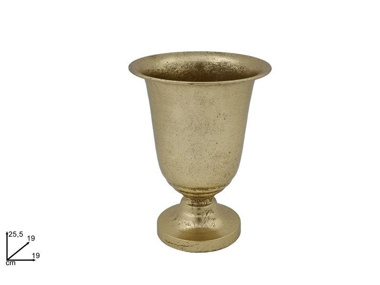 Vaso in Metallo Oro  Arredo e Decorazione Elegante per Casa D19 x 25,5 cm