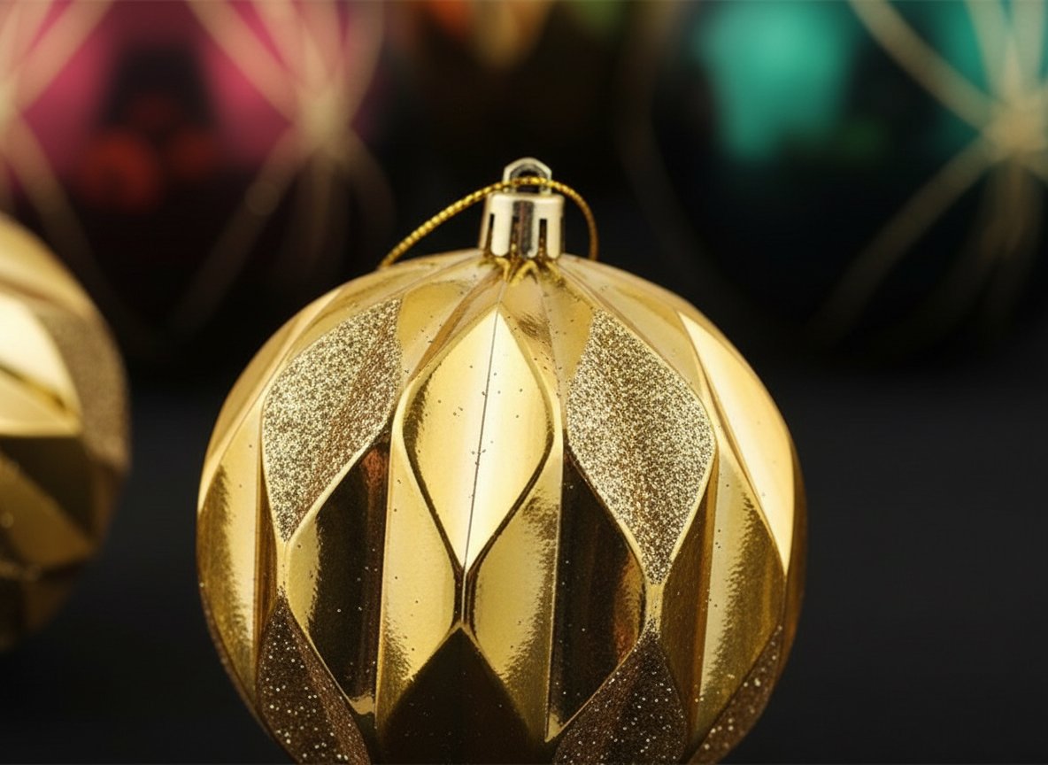 Palle di Natale Oro 10 cm Set 4 pz | Decorazioni Albero Decoro Rombi in Box