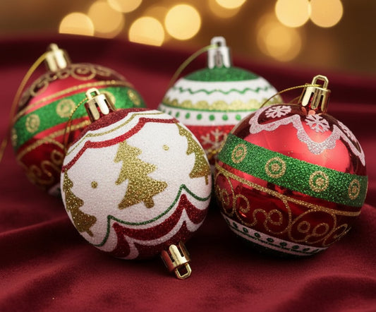Set 9 Palle di Natale 6 cm Decorate  Box PVC Colorato