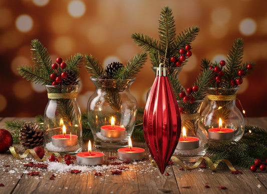 Set 3 appendini goccia rosso 12 cm in box PVC Decorazioni natale SS5791-3PCS-RED