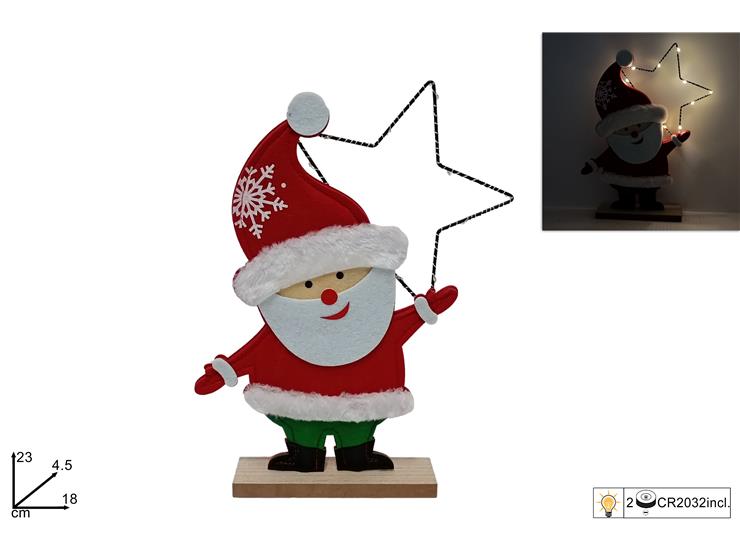 Babbo Natale in feltro e stella luminosa 23 cm  Decorazione natale DX23-LJ328075