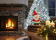 Babbo Natale in feltro e stella luminosa 23 cm  Decorazione natale DX23-LJ328075