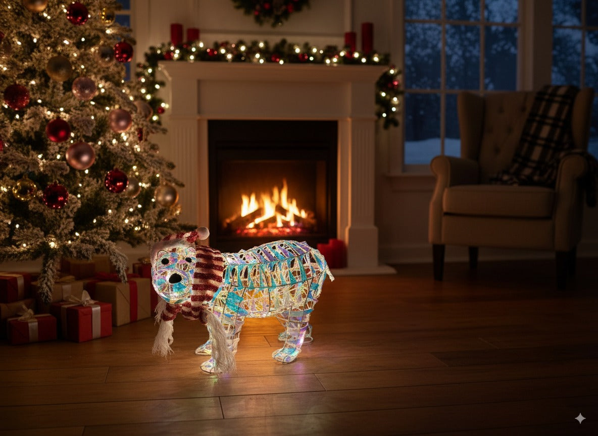 Orso Rainbow luminoso 42x32 cm con luci LED a batteria Decorazione natale