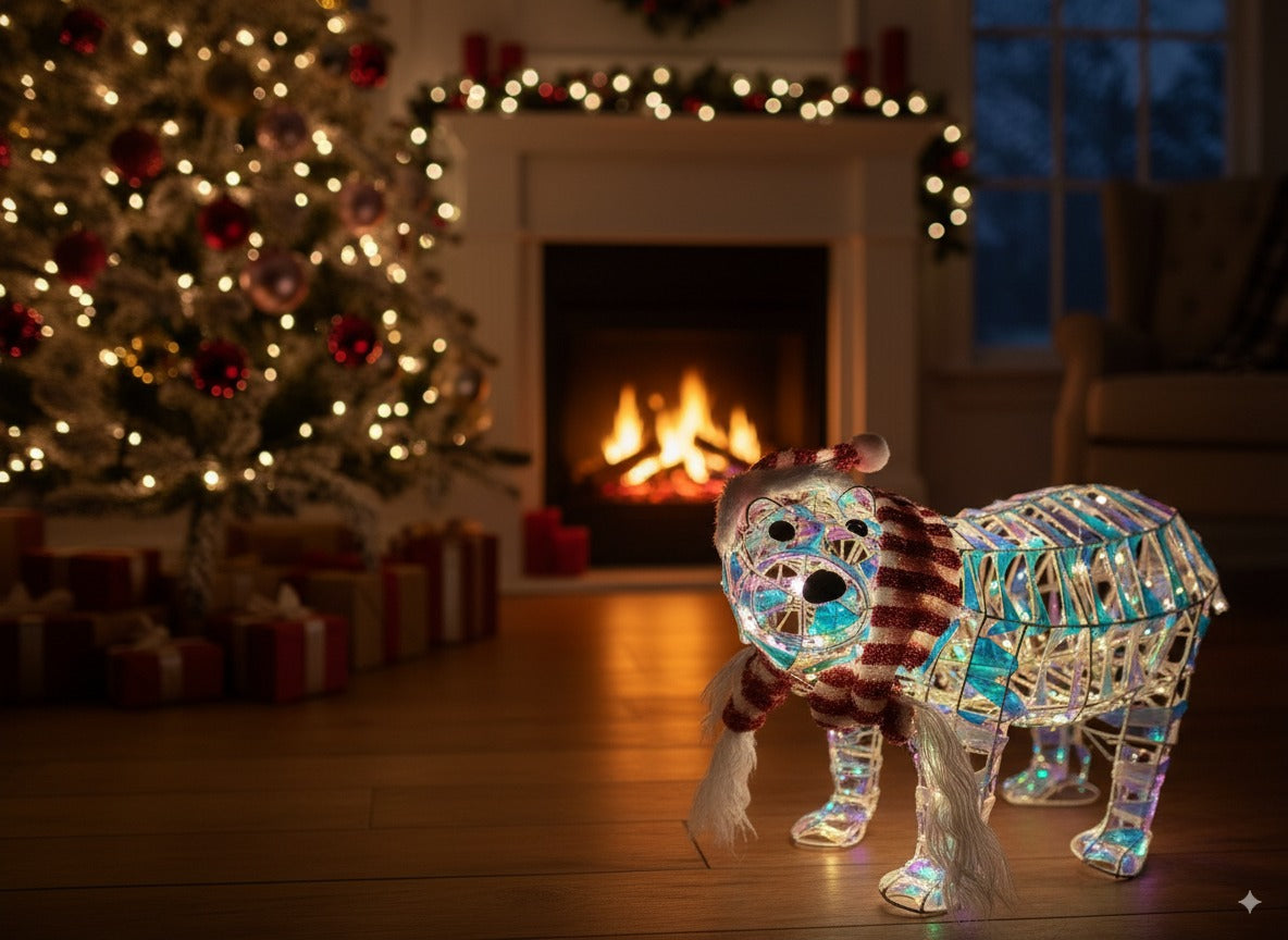 Orso Rainbow luminoso 42x32 cm con luci LED a batteria Decorazione natale