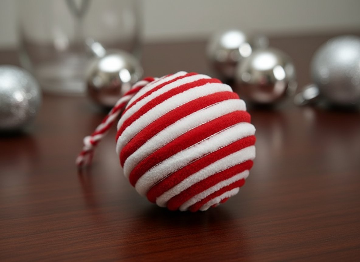 Palle di Natale in Lana Rosso e Bianco 6 cm  Set 6 Pezzi in Box PVC