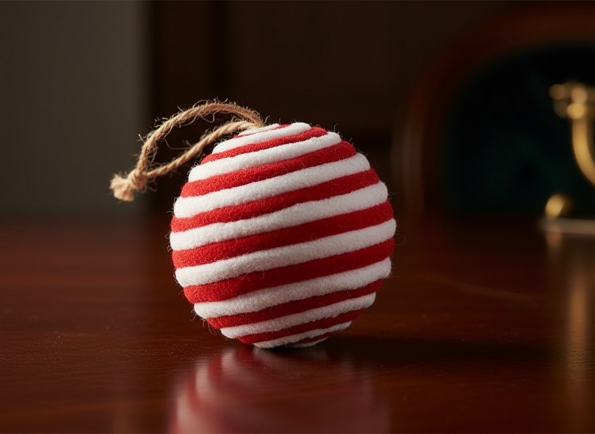 Palle di Natale in Lana Rosso e Bianco 6 cm  Set 6 Pezzi in Box PVC