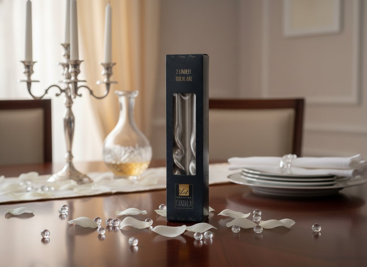 Candele Torciglione 25 cm Silver Set 2 Pezzi Laminati in Box Candele Decorative