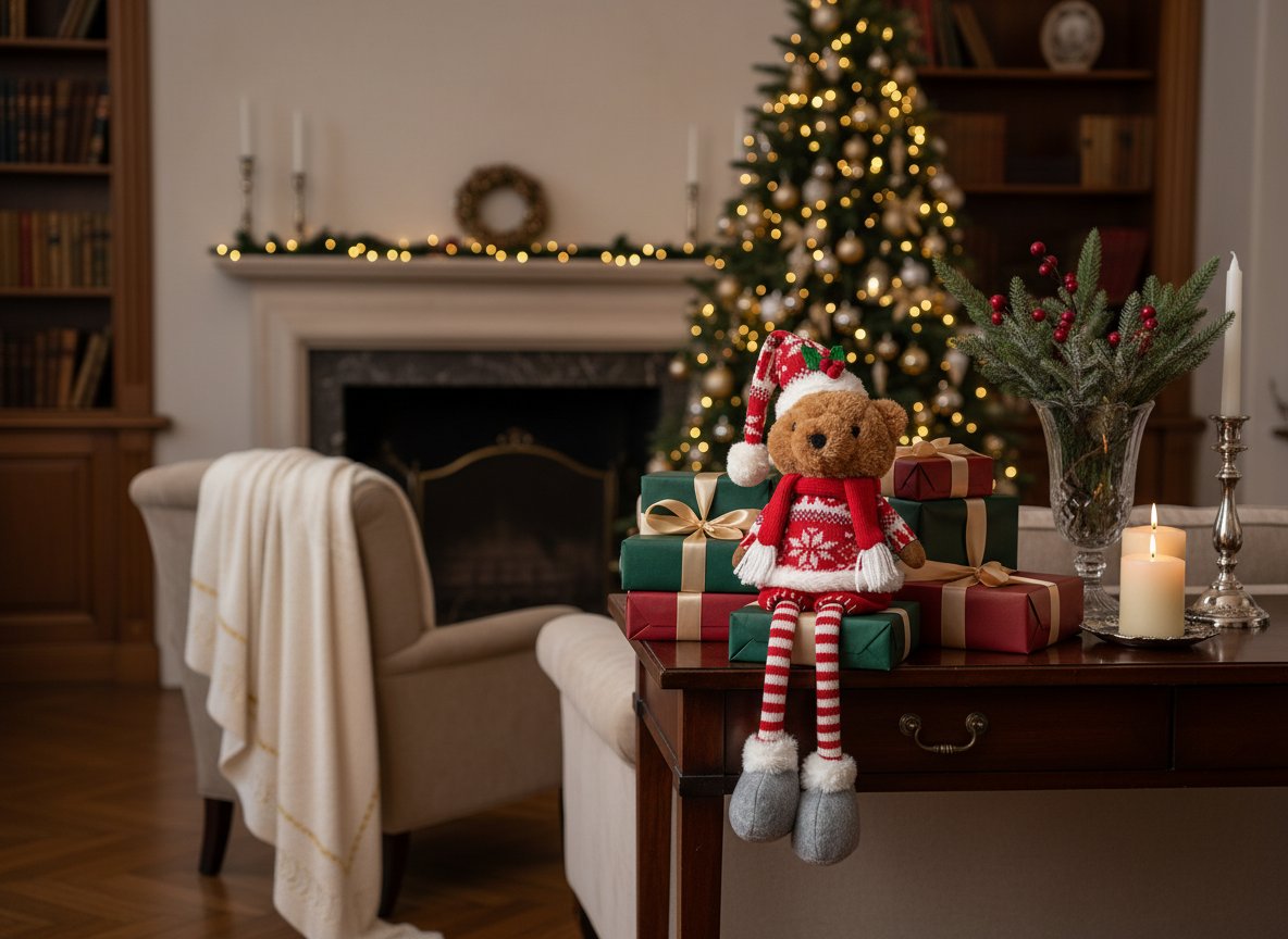 Orso Natalizio Estensibile 33-47 cm con Maglione Rosso e Bianco colore casuale