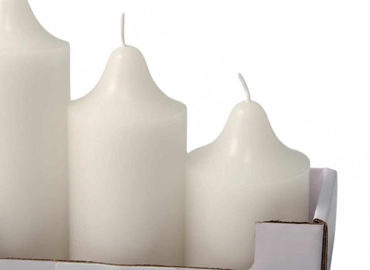 Set 3 Candele Bianche Decorative  Diverse Misure Ø 50 mm |