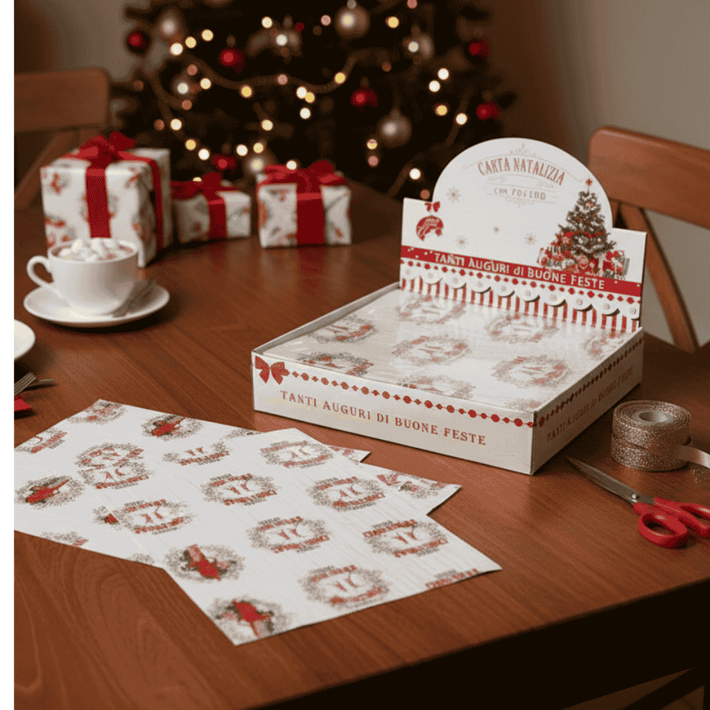Carta Regalo Natalizia 70x100 cm  1  Foglio 80gr 4 Assortiti  JY25SD04-B