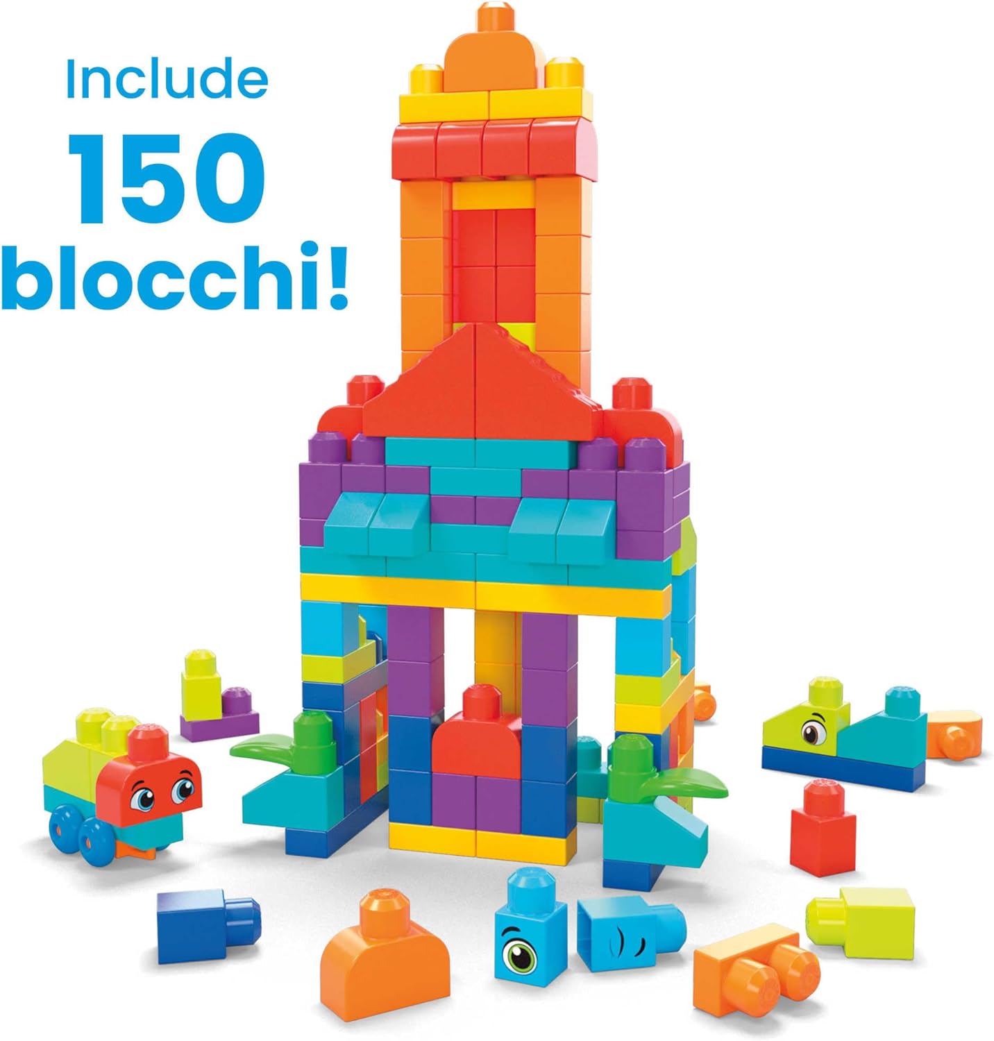 HHM96  Mattel Mega Bloks Bigger Building Bag 150 Blocchi Colorati per Bambini 1+