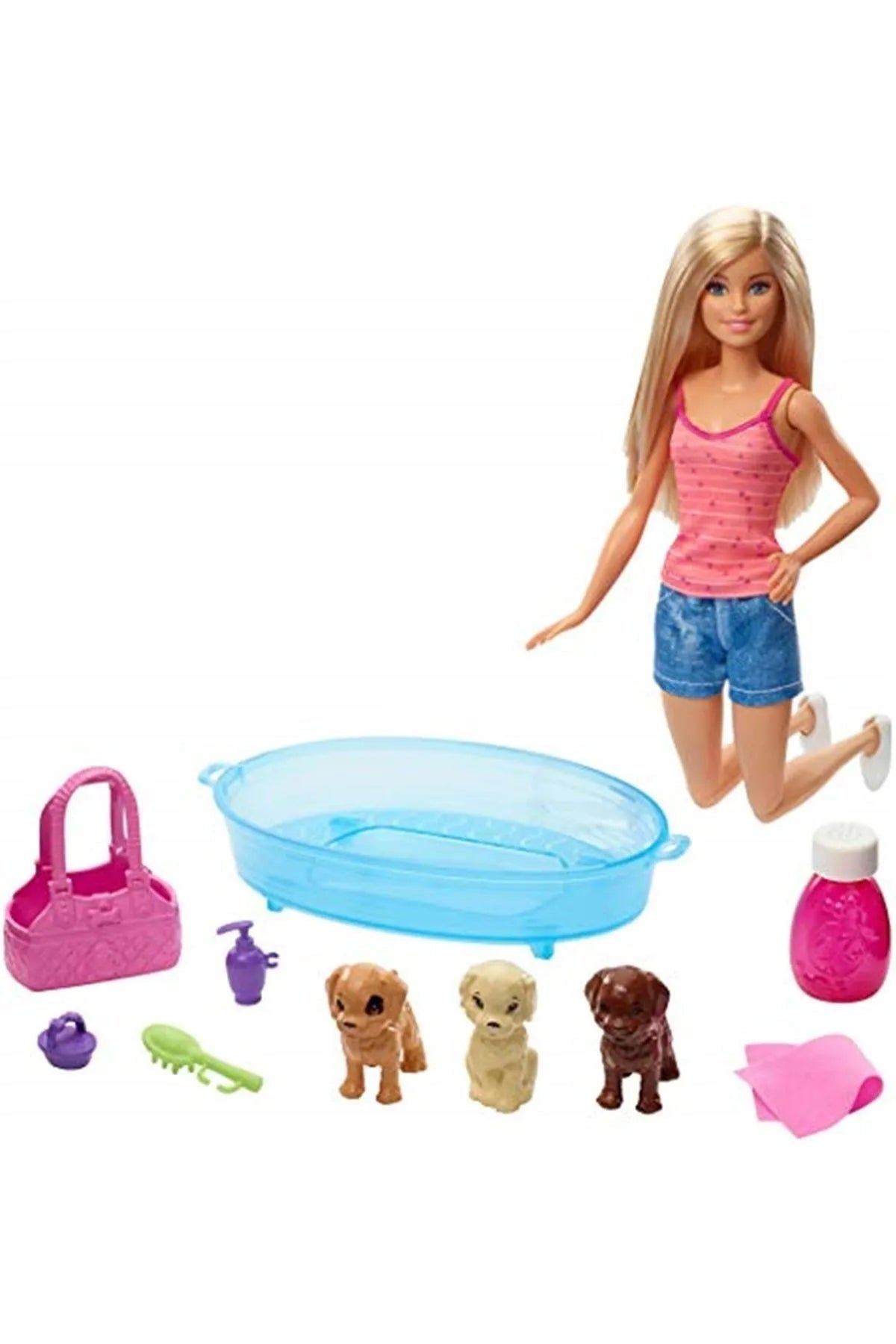 Mattel Barbie Bagnetto dei Cuccioli  Bambola con Cucciolo Laua & Vasca