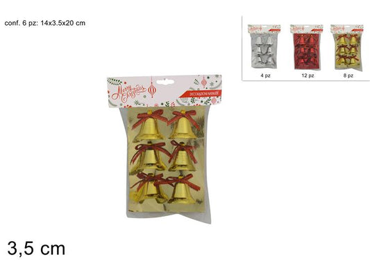 Campanellini in Plastica 3,5 cm  Set 6 Pezzi Colore a Scelta XM1434G/R/S