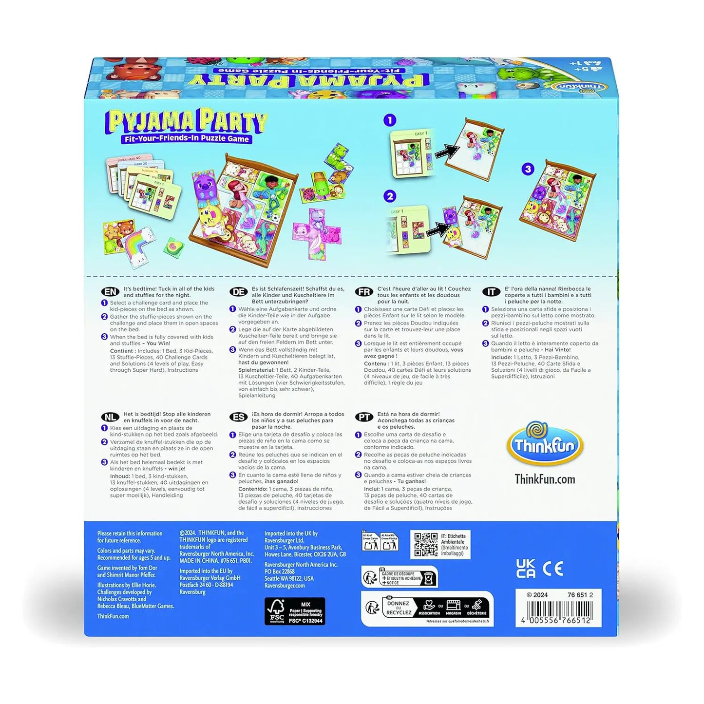 76651  Ravensburger Pijama Party Gioco da Tavolo Divertente per Bambini