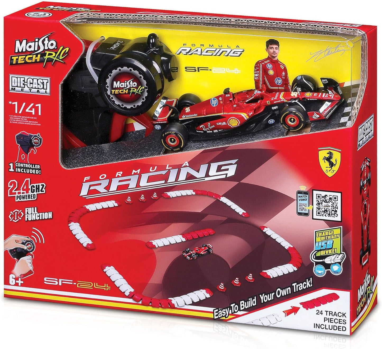 82671RC RC FORMULA Racing Ferrari SF-24 diecast 1:41 con TRACCIATO radiocomando