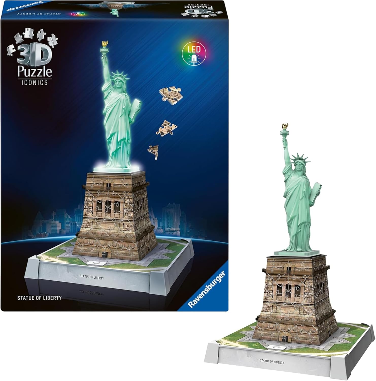 12008027 Ravensburger 3D Puzzle Statua della Libertà con LED  Iconico