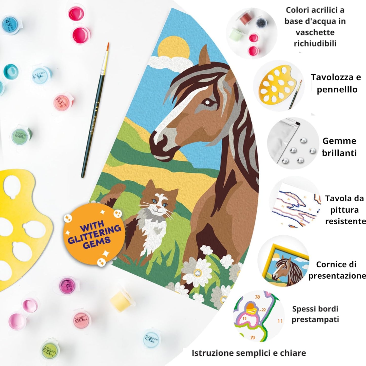 12023056 Ravensburger CreArt Serie E Amici nel Prato  Dipingere con i Numeri 7+