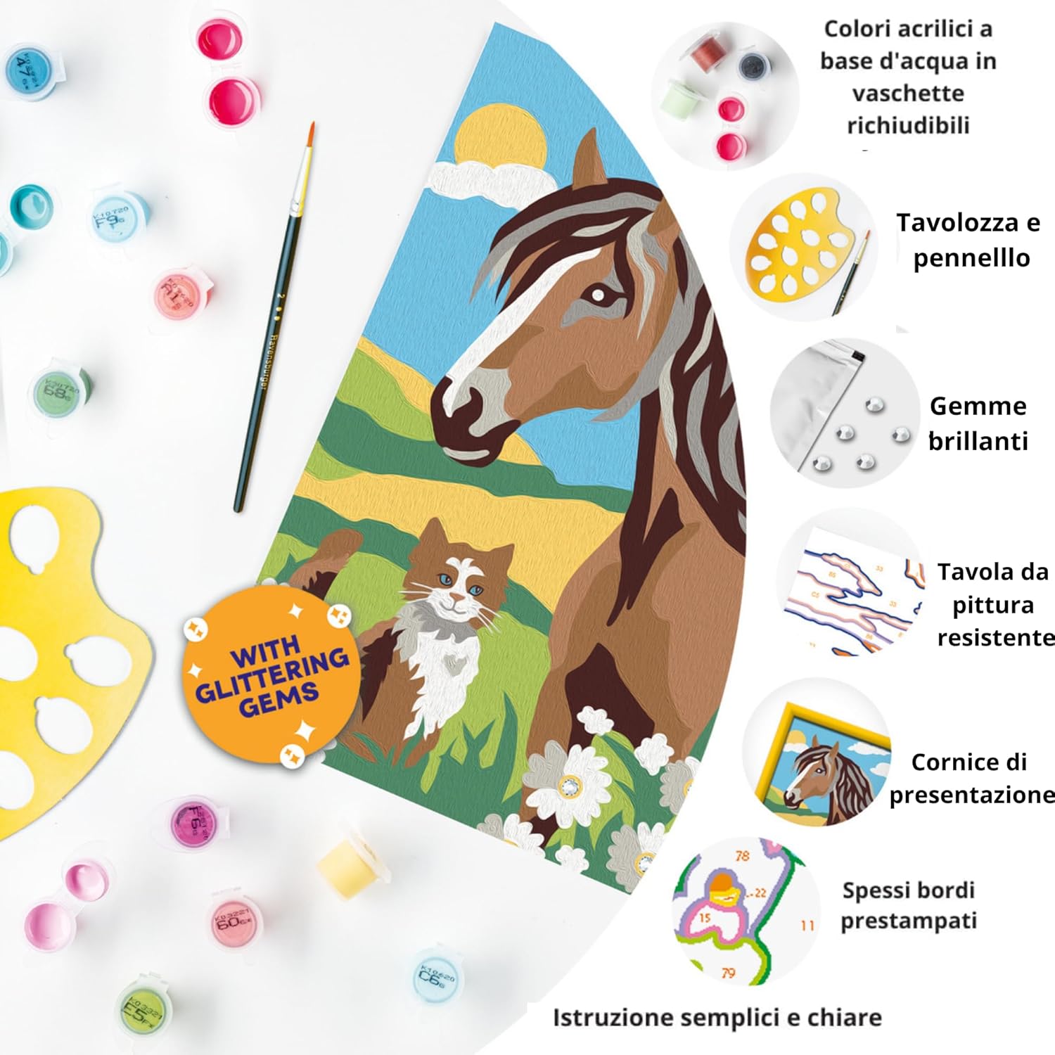 12023056 Ravensburger CreArt Serie E Amici nel Prato  Dipingere con i Numeri 7+