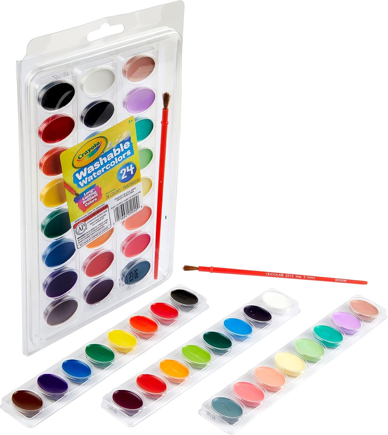 53-0524 Crayola I Lavabilissimi  Acquerelli Lavabili 24 Colori con Pennello 3+