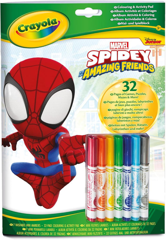 04-2809 Crayola Album da Colorare e Attività Spidey con Pennarelli Lavabili