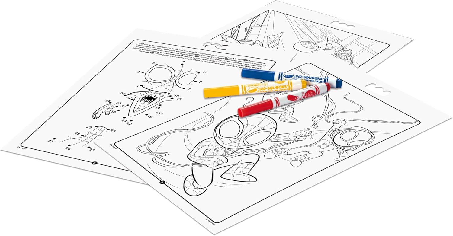 04-2809 Crayola Album da Colorare e Attività Spidey con Pennarelli Lavabili