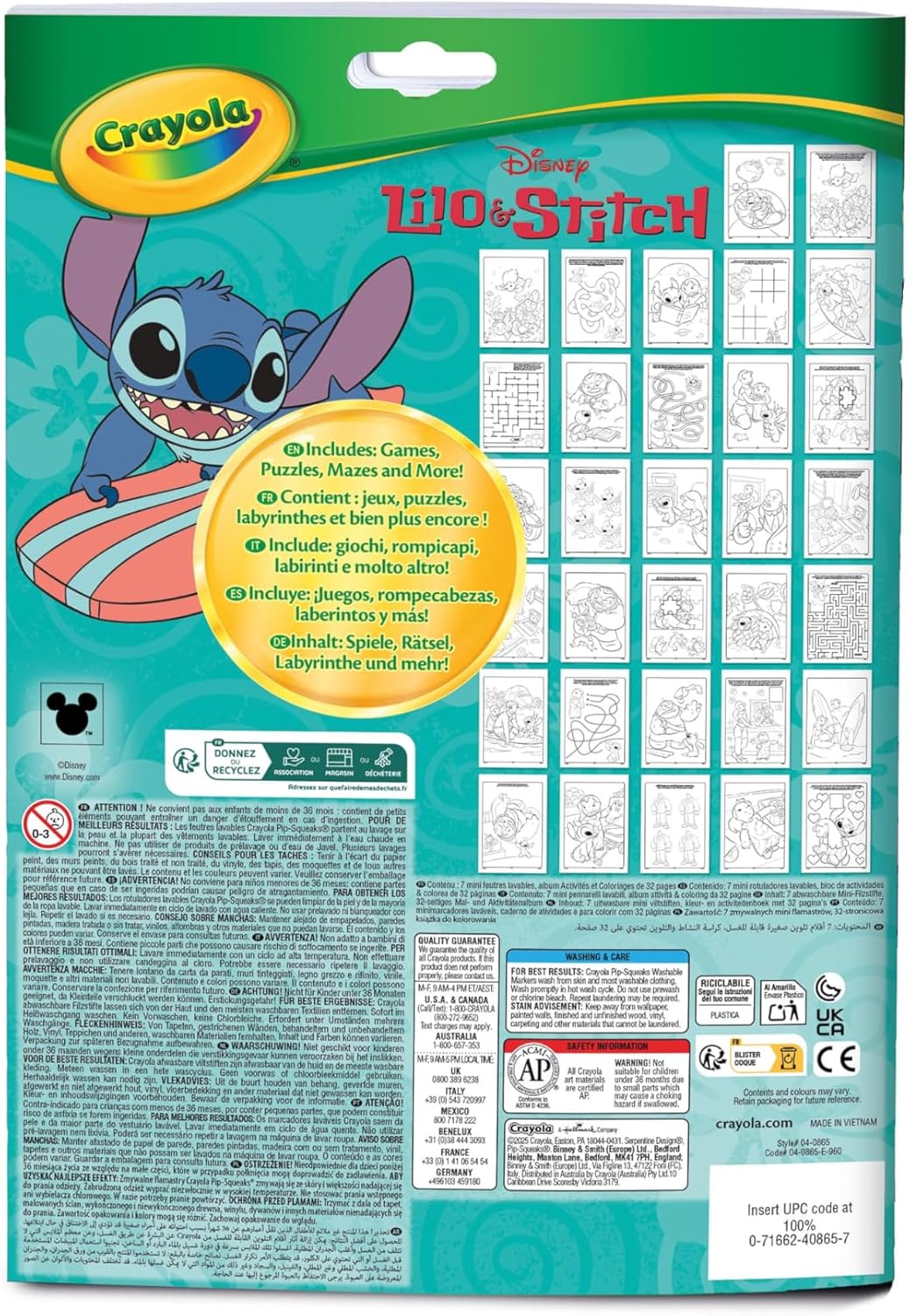 04-0865 Crayola Album da Colorare Attività Lilo & Stitch Pennarelli Lavabili
