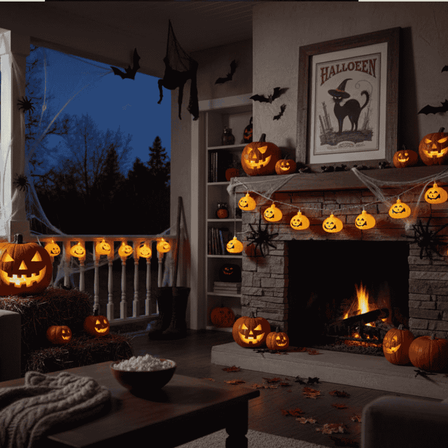 Filo 10 Zucche Luminose a Batterie  Luci LED Halloween per Decorazioni