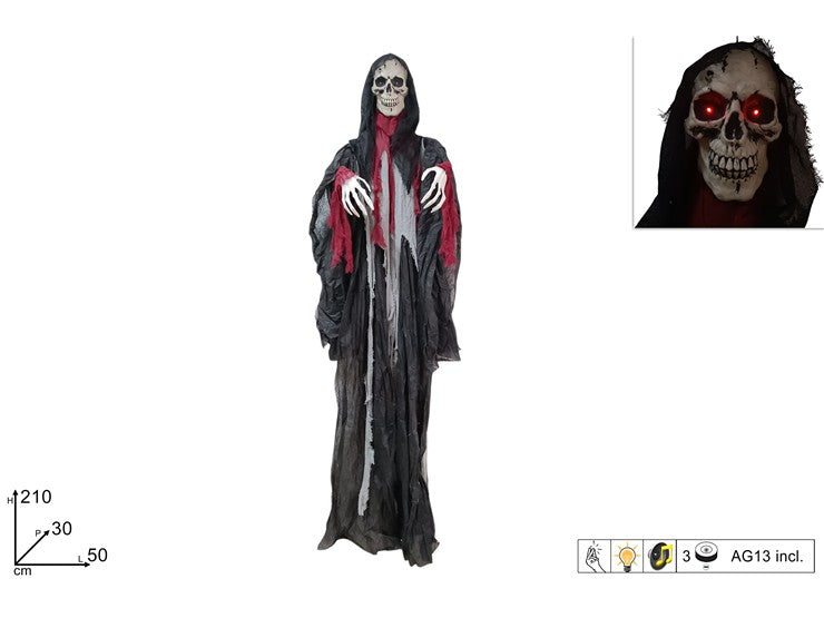 Fantasma Appendibile Halloween 210 cm con Luci e Suoni Decorazione Spaventosa