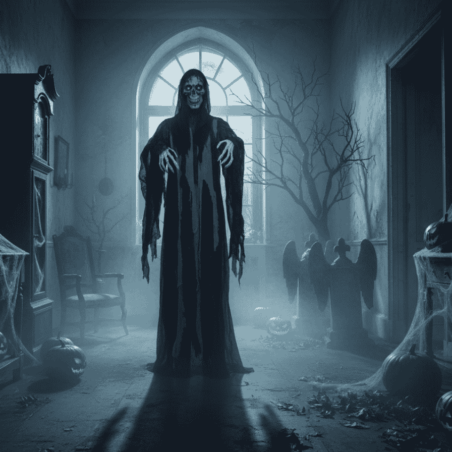 Fantasma Appendibile Halloween 210 cm con Luci e Suoni Decorazione Spaventosa