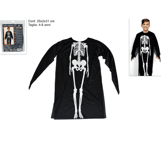 Vestito Scheletro Bambino 4-6 Anni  Costume Halloween Scheletro Horror