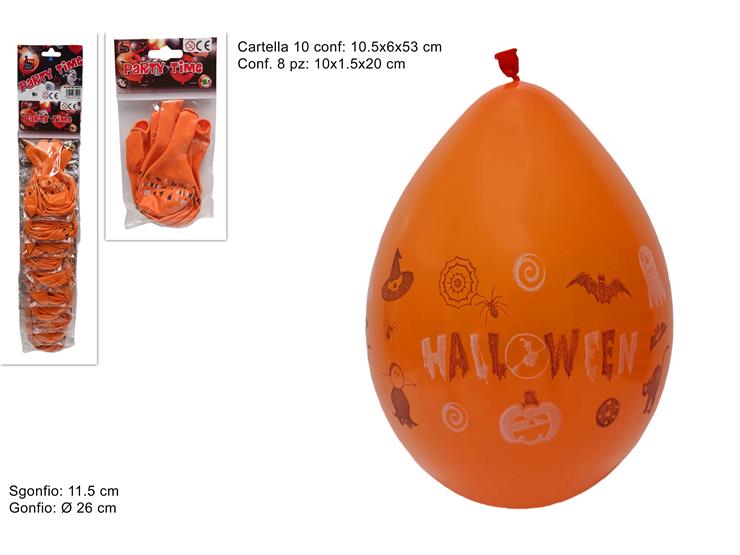 Busta 8 Palloncini Happy Halloween B-234  Decorazioni Festa