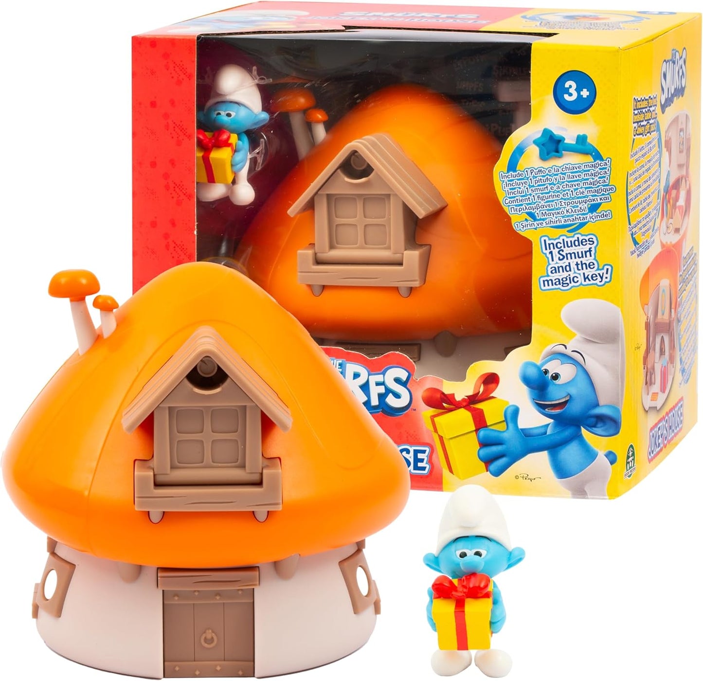 PUF20200  Giochi Preziosi Puffo Burlone con Casetta Tetto Arancione e Accessori