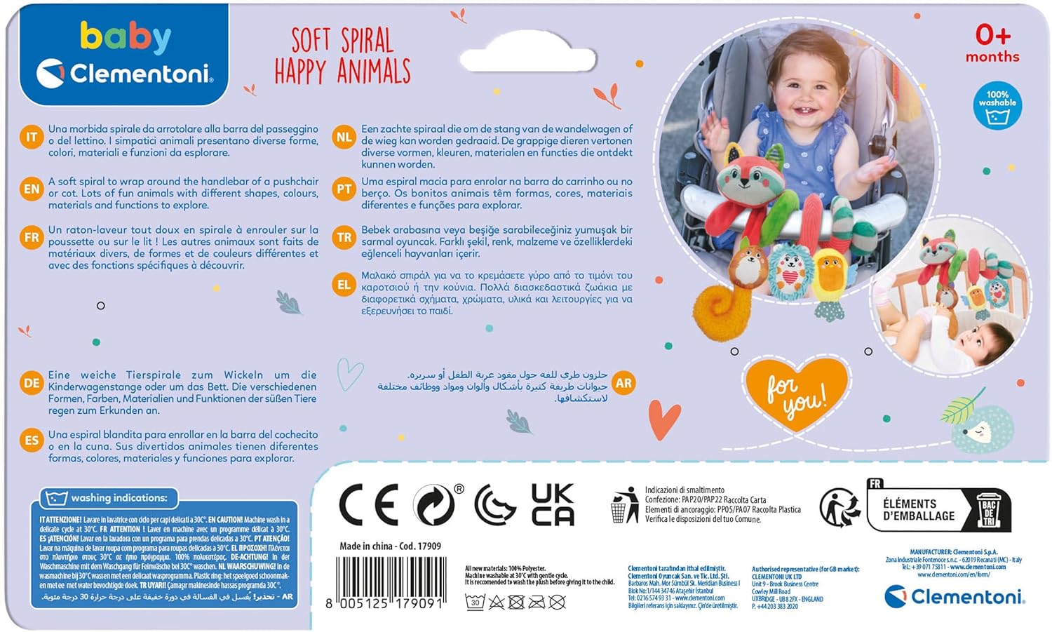 Clementoni Spirale Passeggino Neonato  Soft Spiral Happy Animals