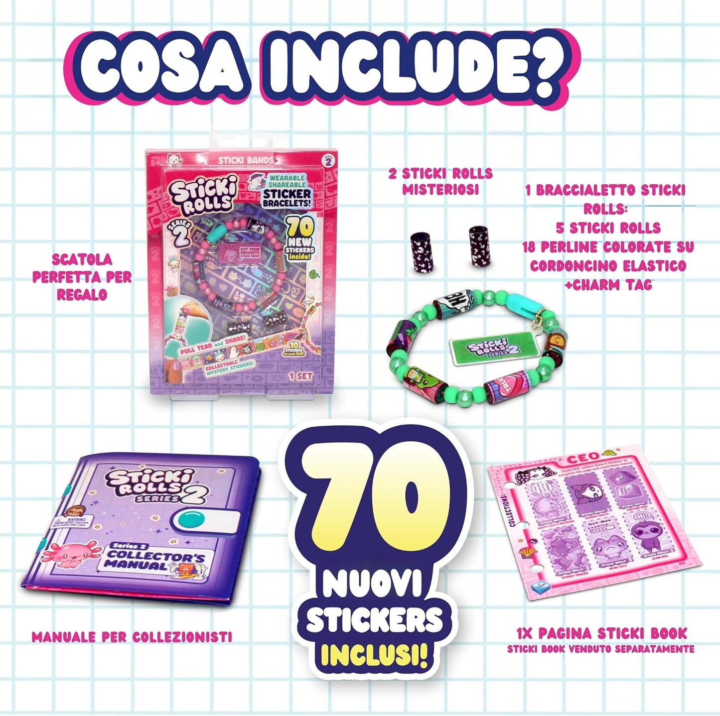 12028017 Ravensburger Sticki Rolls Serie 2 Braccialetto con 70 Sticker