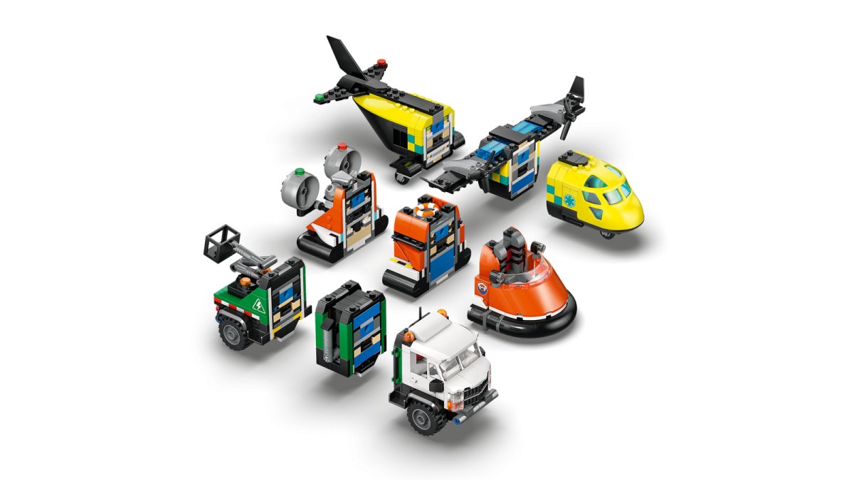 60505  LEGO City Great Vehicles Remix aereo, camion di servizio e hovercraft