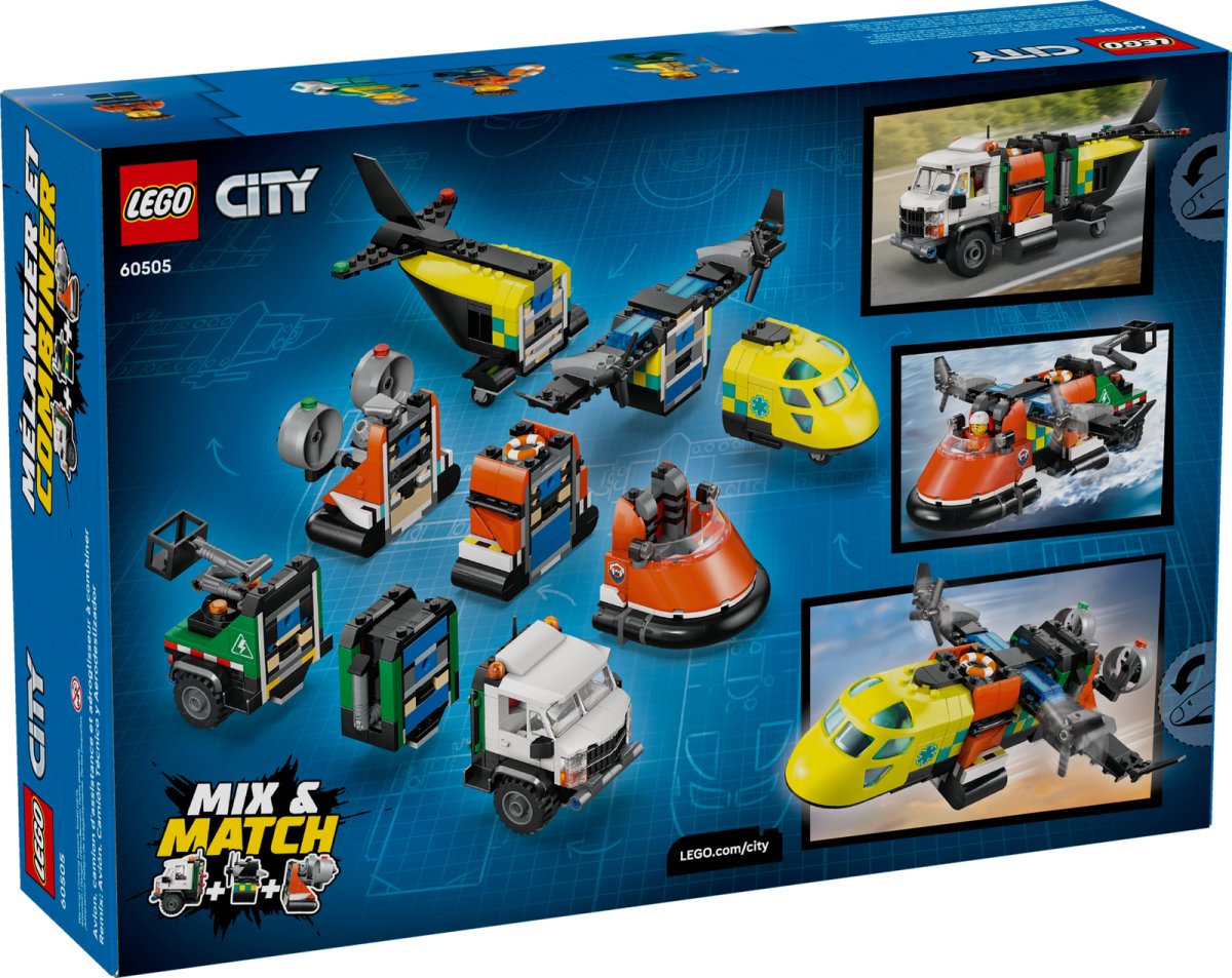 60505  LEGO City Great Vehicles Remix aereo, camion di servizio e hovercraft