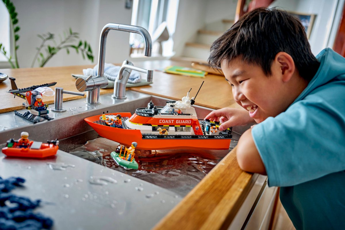 60504 LEGO City Exploration Motoscafo di soccorso ed elicottero della Guardia Co