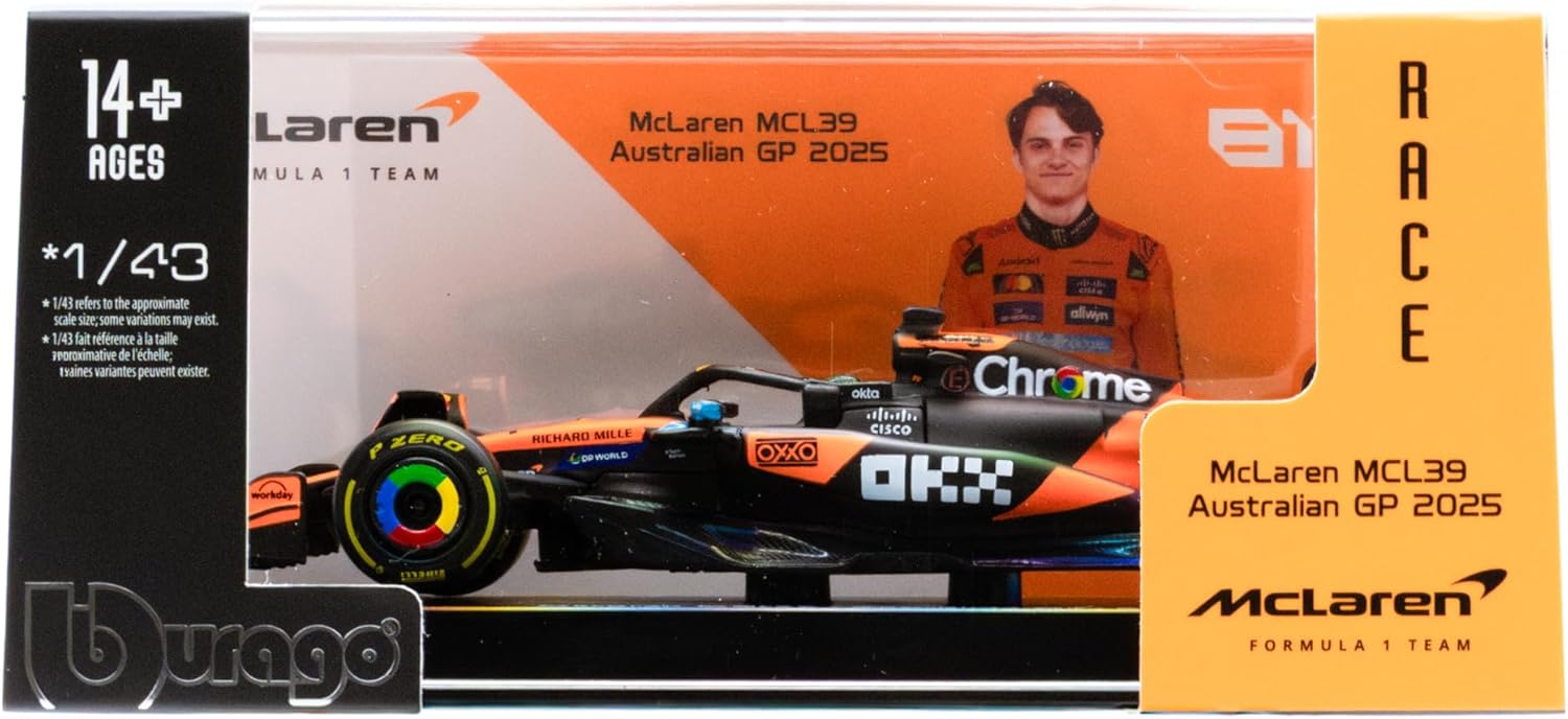 18-38249P Bburago F1 McLaren MCL 39 #81 2025 Oscar Piastri  con casco 1:43
