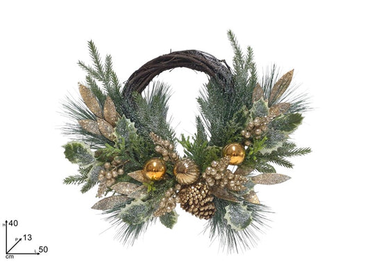 DIETROPORTA 50CM.X470CM. C/FOGLIE E PALLINE ORO ESX25149