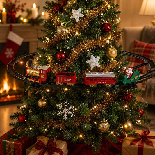Trenino Natalizio per Albero di Natale con Supporto, Luci e Suoni  23 Pezzi