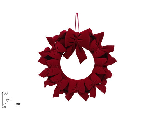 Dietroporta Natalizio 30 cm con Fiocchi Bordeaux in Velluto