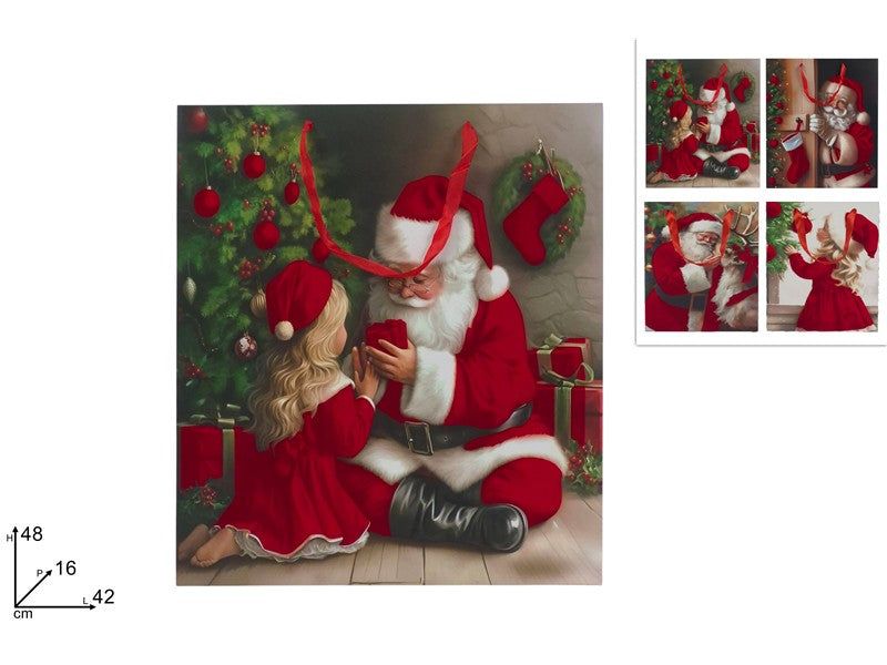 shopper BUSTA REGALO 42X48X16 CM  SCENARIO NATALIZIO CON VELLUTO ROSSO 4 ASS.M1