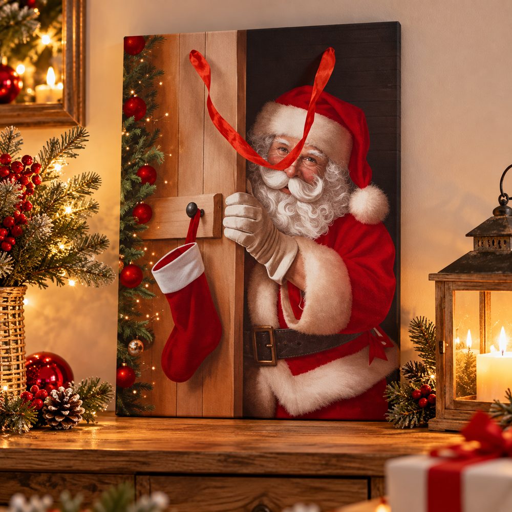 Busta Regalo Natalizia 304212 cm con Velluto Rosso  Scenario di Natale Model