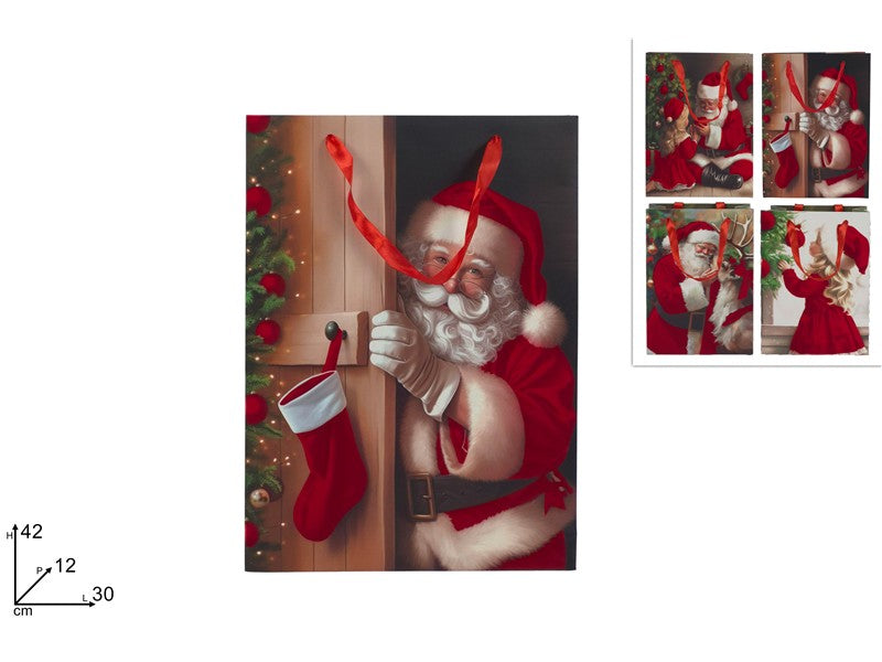 Busta Regalo Natalizia 304212 cm con Velluto Rosso  Scenario di Natale Model