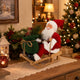 Babbo Natale su Slitta in Legno con Sacco dei Regali 38 cm Decorazione Natalizia