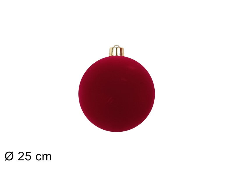 Palla di Natale 25 cm Floccata Bordeaux  Maxi Decorazione