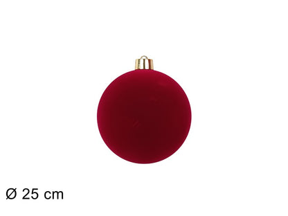 Palla di Natale 25 cm Floccata Bordeaux  Maxi Decorazione